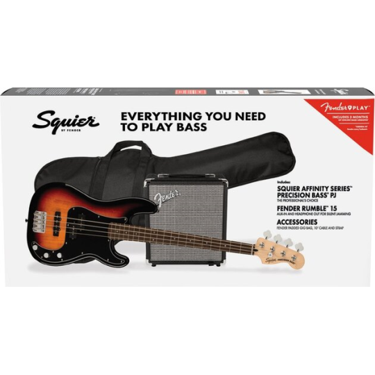 KIT  SQUIER PJ BASS LRL 3TS+RUMBL15