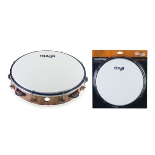 TAMBURELLO STAGG CON PELLE 10" + SONAGLI
